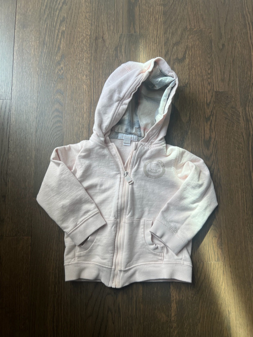 Burberry Pale Pink Hooded Zip Jacket with Crest Label